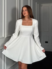 Girl In Mind White Kathryn Square-Neck Mini Dress - Image 4 of 6