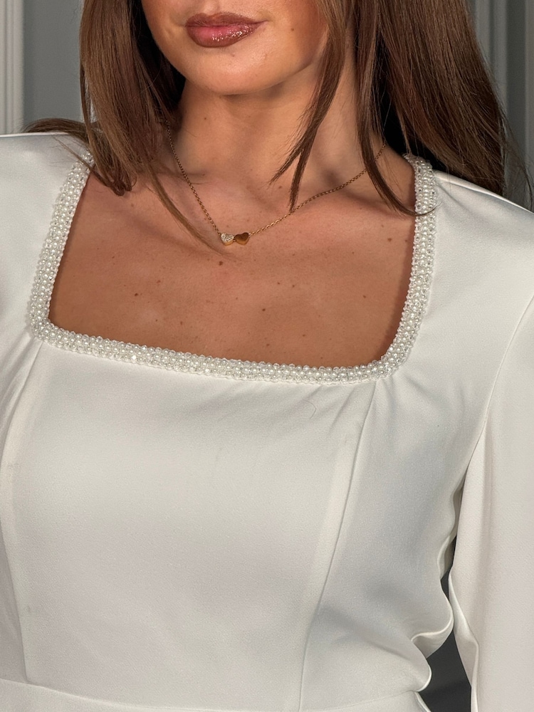 Girl In Mind White Kathryn Square-Neck Mini Dress - Image 6 of 6