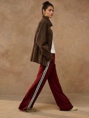 Berry Red Side Stripe Wide Leg Trousers - Image 1 of 5