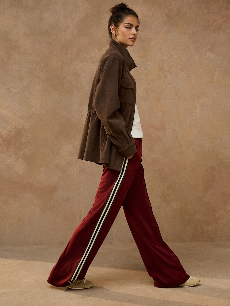 Berry Red Side Stripe Wide Leg Trousers - Image 1 of 5