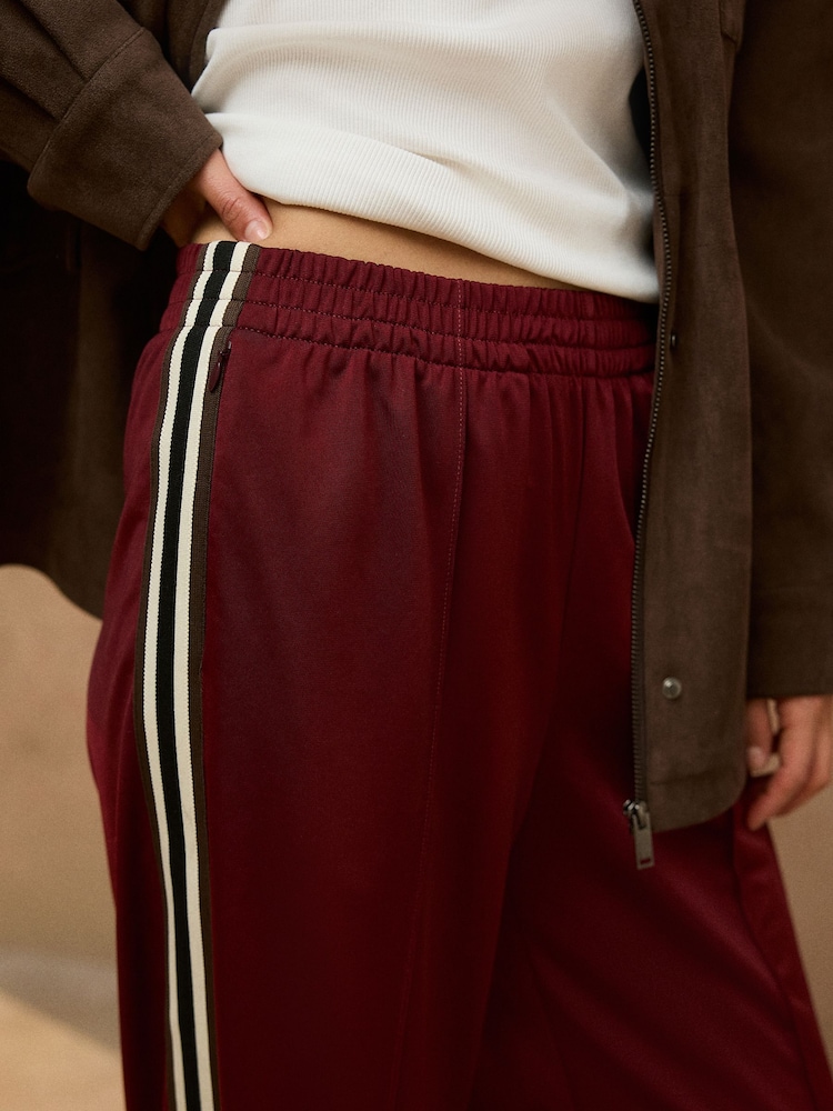 Berry Red Side Stripe Wide Leg Trousers - Image 5 of 5