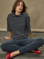 Mono Stripe Boxy Short Sleeve Crew Neck T-Shirt - Image 1 of 5