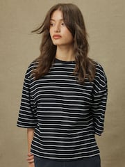 Mono Stripe Boxy Short Sleeve Crew Neck T-Shirt - Image 3 of 5