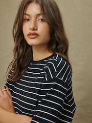 Mono Stripe Boxy Short Sleeve Crew Neck T-Shirt - Image 5 of 5