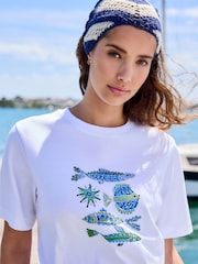 White Fish Graphic Short Sleeve Crew Neck Heavyweight T-Shirt - Image 5 of 8