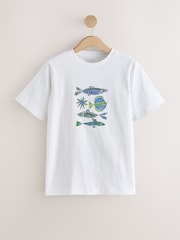 White Fish Graphic Short Sleeve Crew Neck Heavyweight T-Shirt - Image 6 of 8