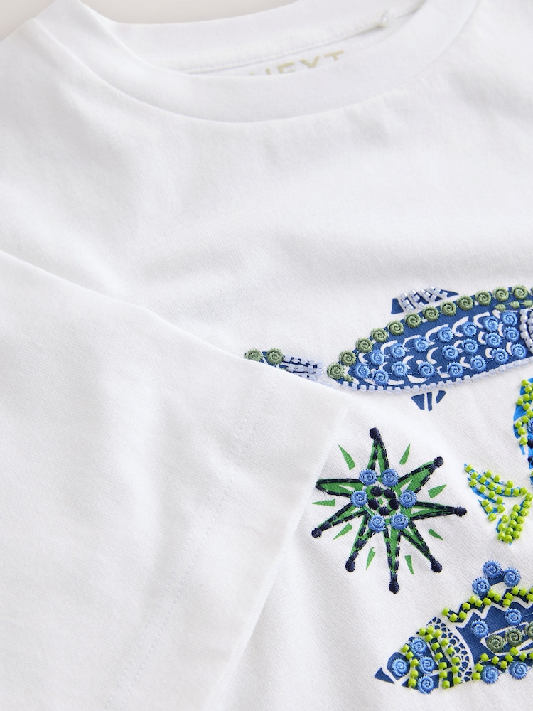 White Fish Graphic Short Sleeve Crew Neck Heavyweight T-Shirt - Image 8 of 8