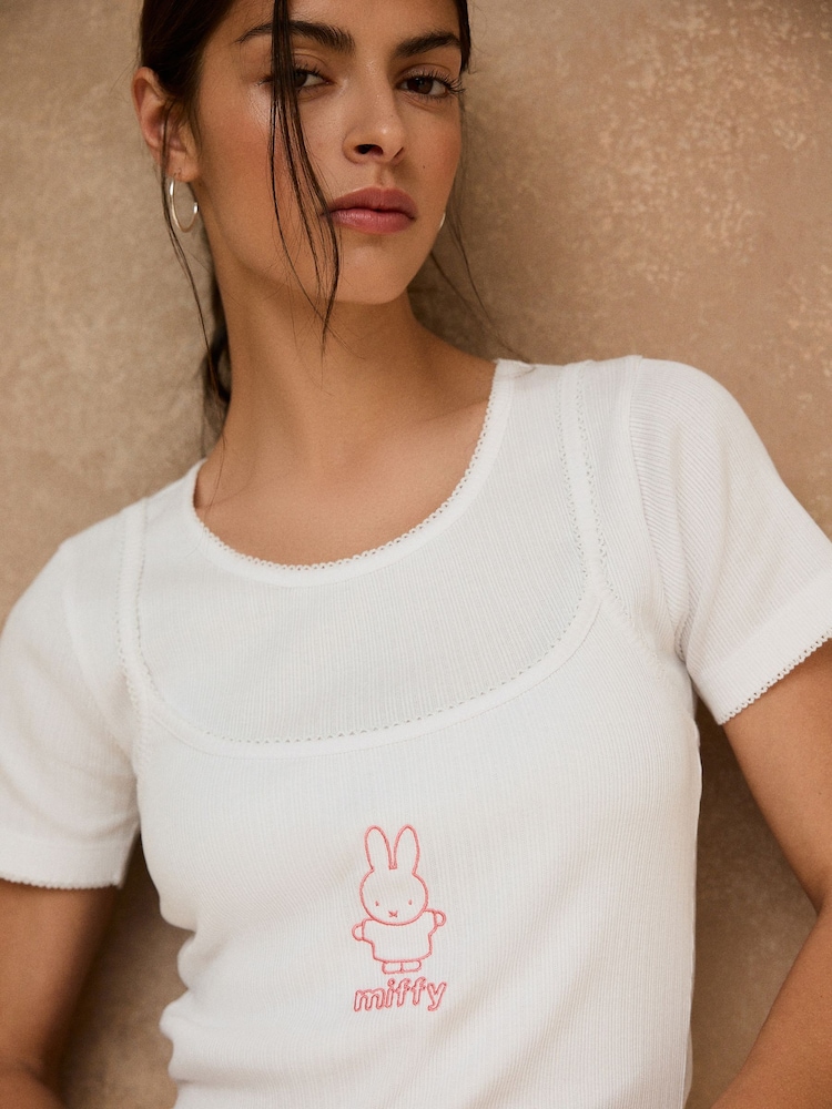 White Miffy Licence Pointelle Layered T-Shirt - Image 2 of 4