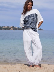 White/Navy Short Sleeve Bandana Print T-Shirt - Image 2 of 7