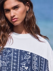 White/Navy Short Sleeve Bandana Print T-Shirt - Image 4 of 7