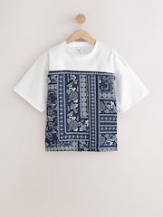 White/Navy Short Sleeve Bandana Print T-Shirt - Image 5 of 7