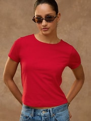 Red Sculpted Short Sleeve T-Shirt - Image 1 of 8