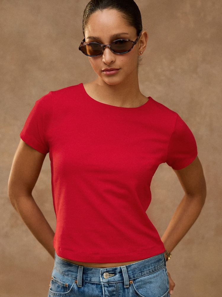 Red Sculpted Short Sleeve T-Shirt - Image 1 of 8