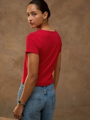 Red Sculpted Short Sleeve T-Shirt - Image 2 of 8