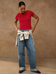 Red Sculpted Short Sleeve T-Shirt - Image 3 of 8