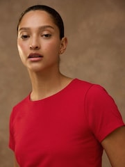 Red Sculpted Short Sleeve T-Shirt - Image 5 of 8