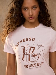 Pink Espresso Graphic Slim Fit Crew Neck T-Shirt - Image 4 of 7