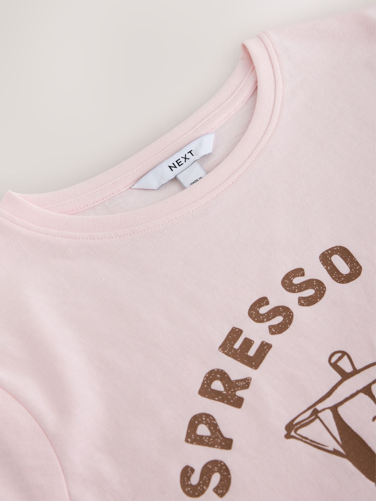 Pink Espresso Graphic Slim Fit Crew Neck T-Shirt - Image 7 of 7