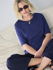 Blue Cinched Waist T-Shirt - Image 1 of 4