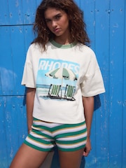 Ecru Summer Rhodes Graphic Boxy T-Shirt - Image 1 of 8