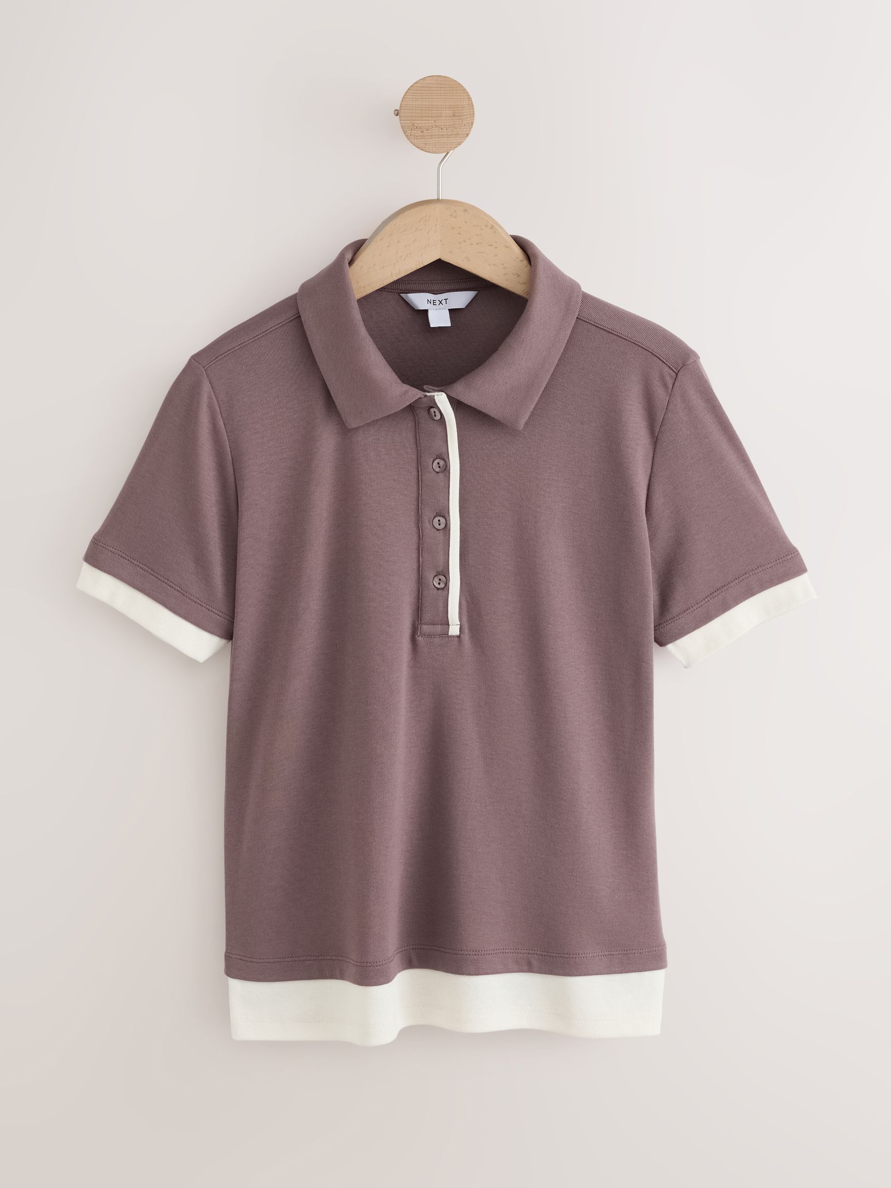 Buy Chocolate Brown Ribbed Layered Polo Top from Next USA