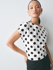 White Polka Dot Cap Short Sleeve T-Shirt - Image 3 of 6