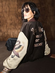 Rockett St George Chocolate Brown Swan Bomber Jacket - Image 3 of 5