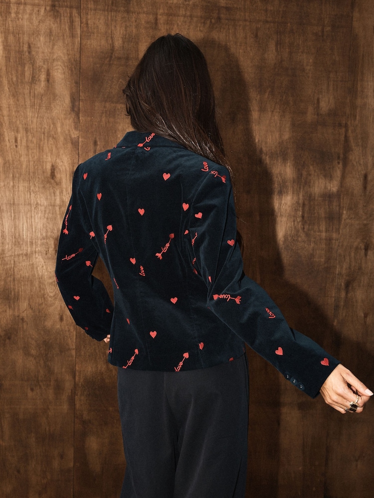 Rockett St George Black Love Arrow Embroidered Velvet Blazer - Image 2 of 10 Rockett St George Black Love Arrow Embroidered Velvet Blazer - Image 2 of 10