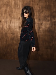 Rockett St George Black Love Arrow Embroidered Velvet Blazer - Image 3 of 10