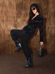 Rockett St George Black Love Arrow Embroidered Velvet Blazer - Image 4 of 10