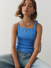 Blue Twist Asymmetric Vest Top - Image 1 of 7