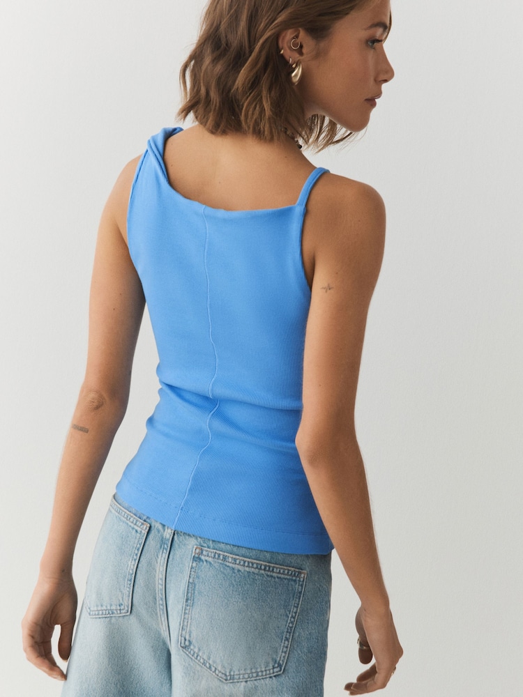Blue Twist Asymmetric Vest Top - Image 2 of 7