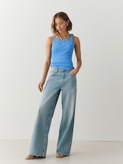 Blue Twist Asymmetric Vest Top - Image 3 of 7
