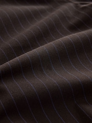 Chocolate Brown Pinstripe Wide Leg Trousers with Side Stripes - Image 2 of 4