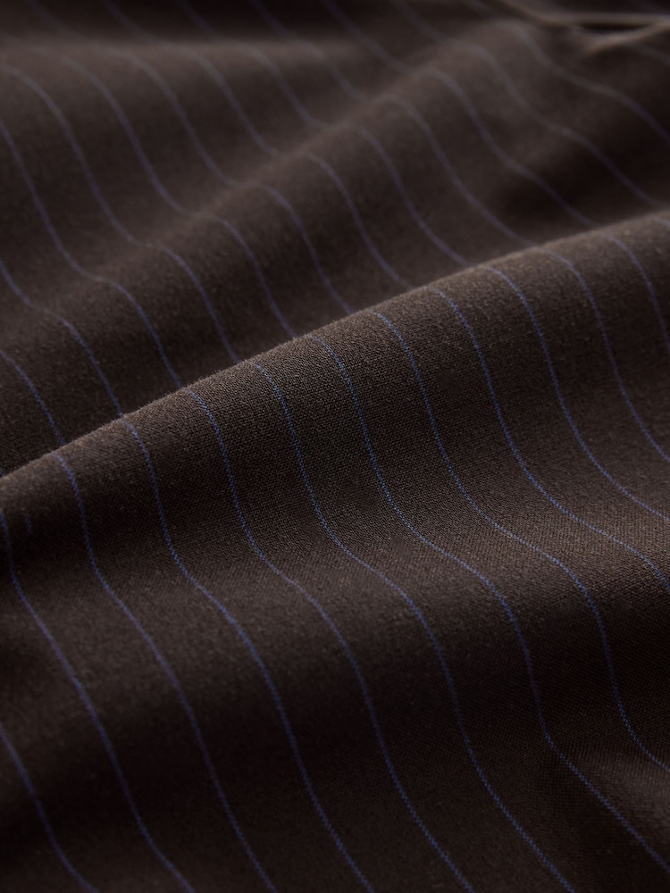 Chocolate Brown Pinstripe Wide Leg Trousers with Side Stripes - Image 2 of 4 Chocolate Brown Pinstripe Wide Leg Trousers with Side Stripes - Image 2 of 4