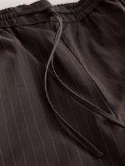 Chocolate Brown Pinstripe Wide Leg Trousers with Side Stripes - Image 4 of 4