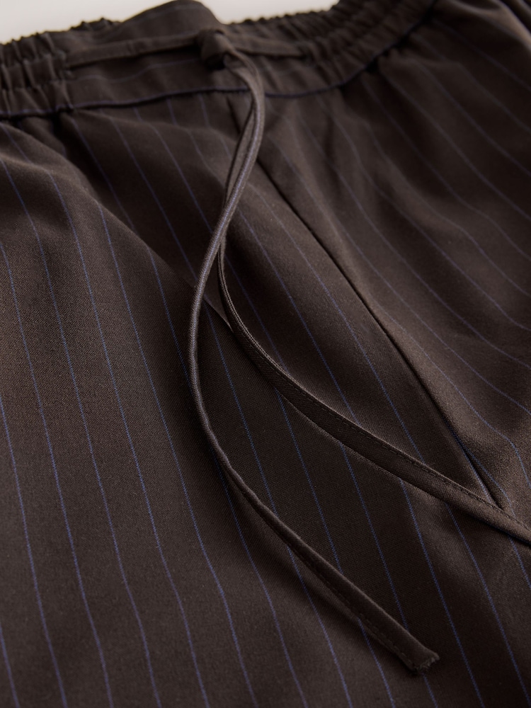 Chocolate Brown Pinstripe Wide Leg Trousers with Side Stripes - Image 4 of 4 Chocolate Brown Pinstripe Wide Leg Trousers with Side Stripes - Image 4 of 4