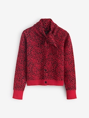 Rockett St George Red Animal Print Cardigan With Scarf - Image 1 of 3
