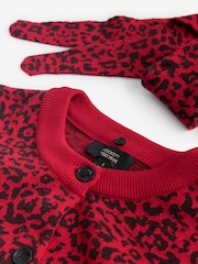 Rockett St George Red Animal Print Cardigan With Scarf - Image 2 of 3
