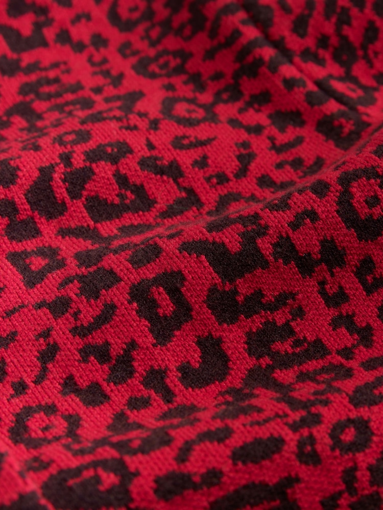 Rockett St George Red Animal Print Cardigan With Scarf - Image 3 of 3