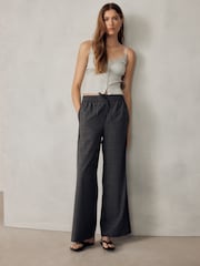 Grey/Black Check Wide Leg Trousers with Side Stripes - Image 2 of 6