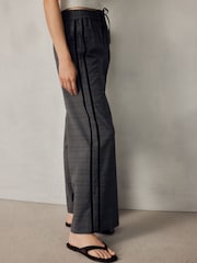Grey/Black Check Wide Leg Trousers with Side Stripes - Image 3 of 6