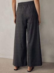 Grey/Black Check Wide Leg Trousers with Side Stripes - Image 4 of 6
