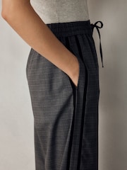 Grey/Black Check Wide Leg Trousers with Side Stripes - Image 5 of 6