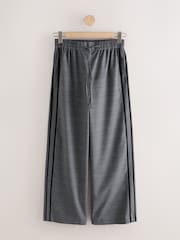 Grey/Black Check Wide Leg Trousers with Side Stripes - Image 6 of 6