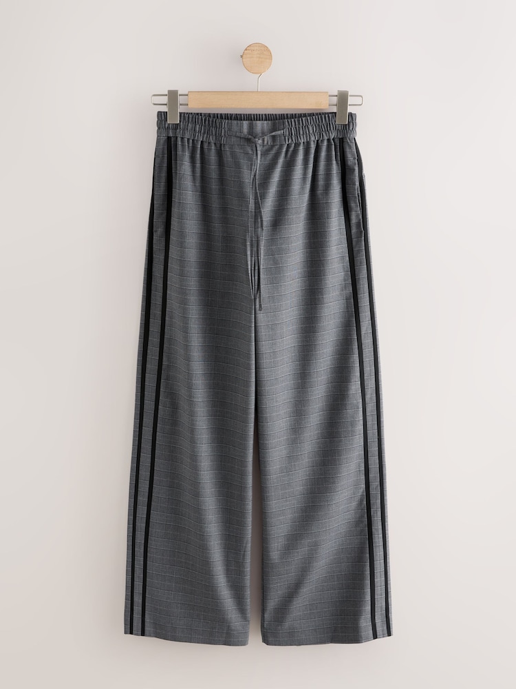 Grey/Black Check Wide Leg Trousers with Side Stripes - Image 6 of 6 Grey/Black Check Wide Leg Trousers with Side Stripes - Image 6 of 6