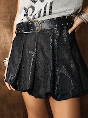 Rockett St George Black Animal Print Bubble Hem Mini Skirt - Image 1 of 5
