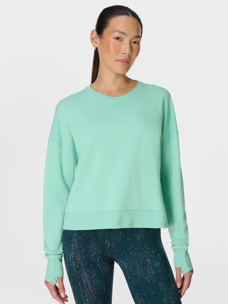 Sweaty Betty Green After Class Crop Sweatshirt - Image 1 of 7