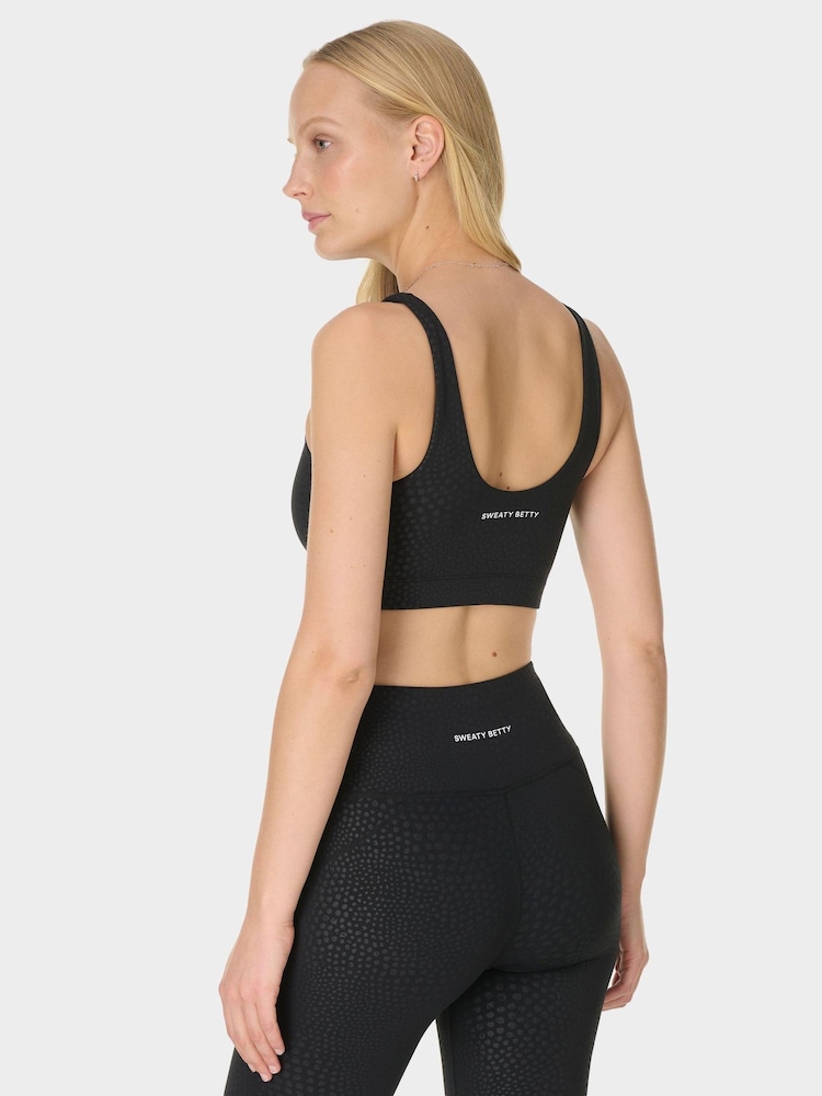 Sweaty Betty Black All Day Embossed Bralette - Image 2 of 6