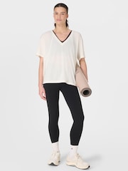 Sweaty Betty White Soft Flow Studio V-Neck T-Shirt - Image 4 of 7